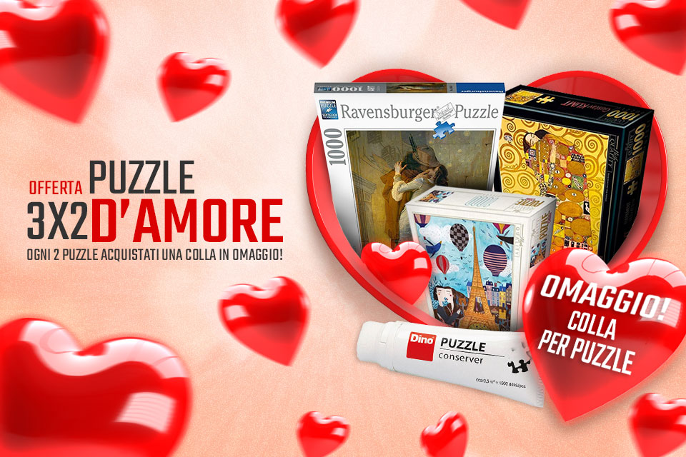 Puzzle d'amore in offerta: ogni 2 puzzle avrai 1 colla in omaggio