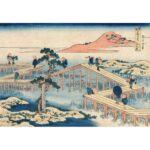 Puzzle Hokusai ponte a otto parti di Mikawa 1000 pezzi Grafika, con viaggiatori sull’acqua