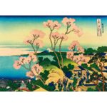 Puzzle Hokusai Shinagawa sul Tokaido 1000 pezzi Bluebird: ciliegi in fiore e monte Fuji