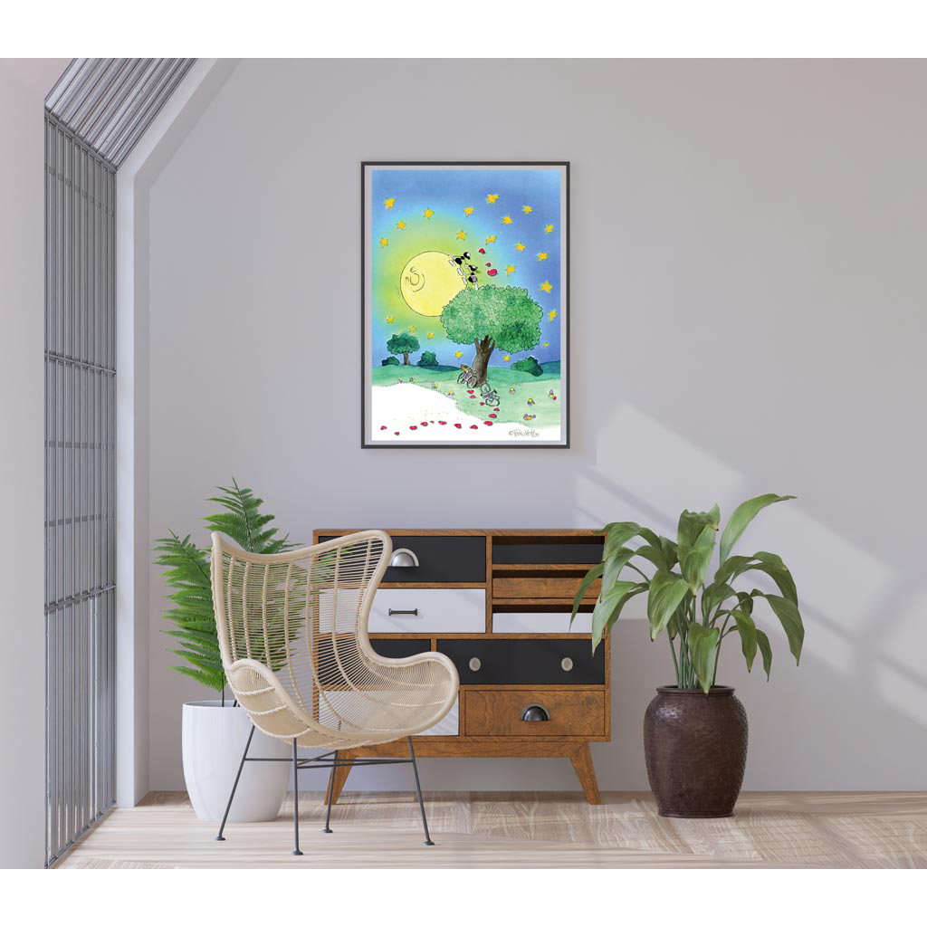 Poster Frame In Living Room Psd Mockup