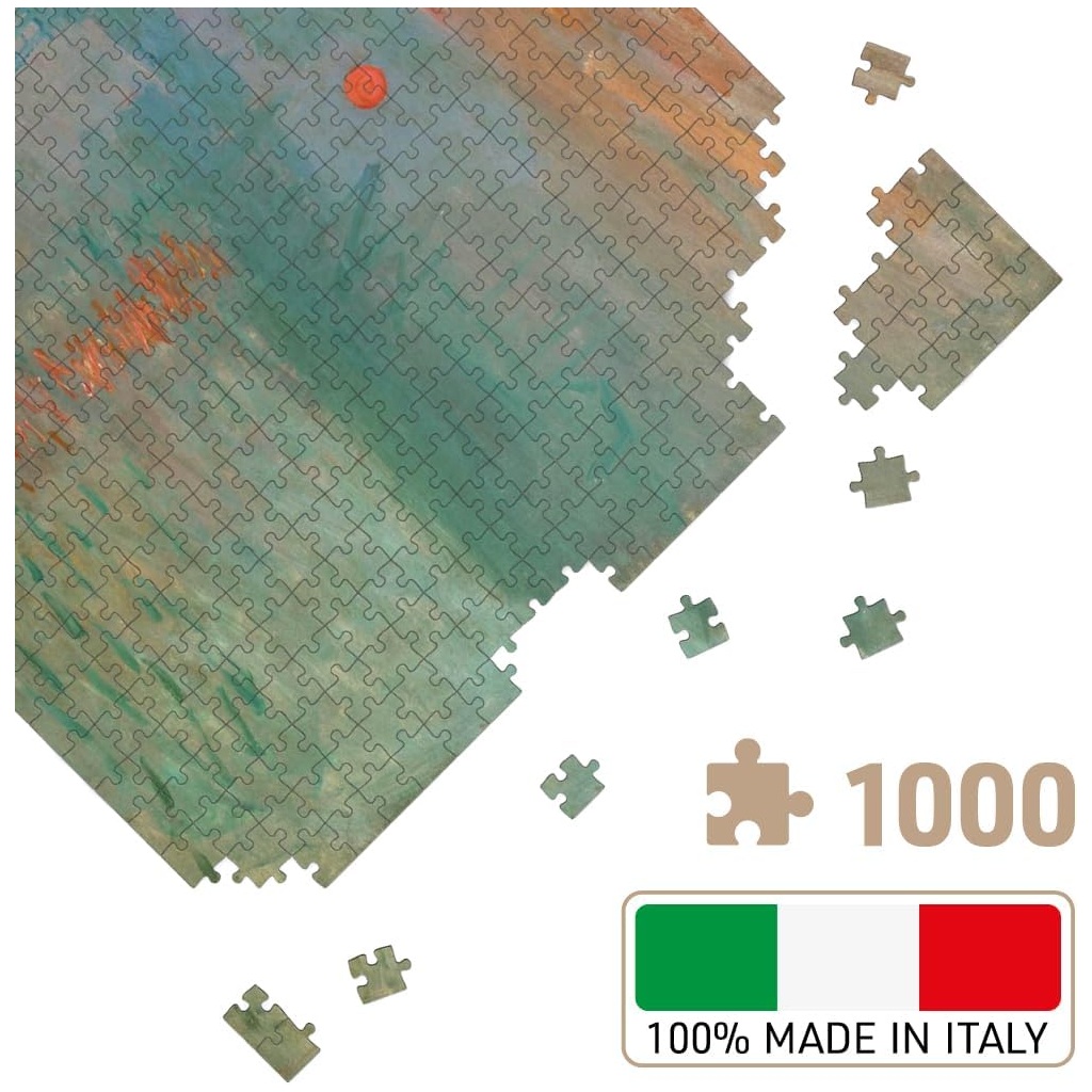 Dettaglio dei tasselli del puzzle Impressione, levar del sole di Claude Monet