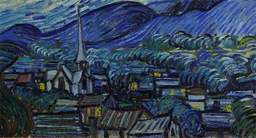 Puzzle Notte Stellata Van Gogh Colline Dettaglio